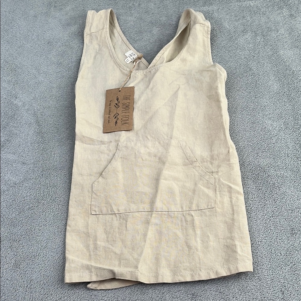 NEW The Simple Folk 4-6 Years 100% Organic Linen Oatmeal Cross-Back Apron